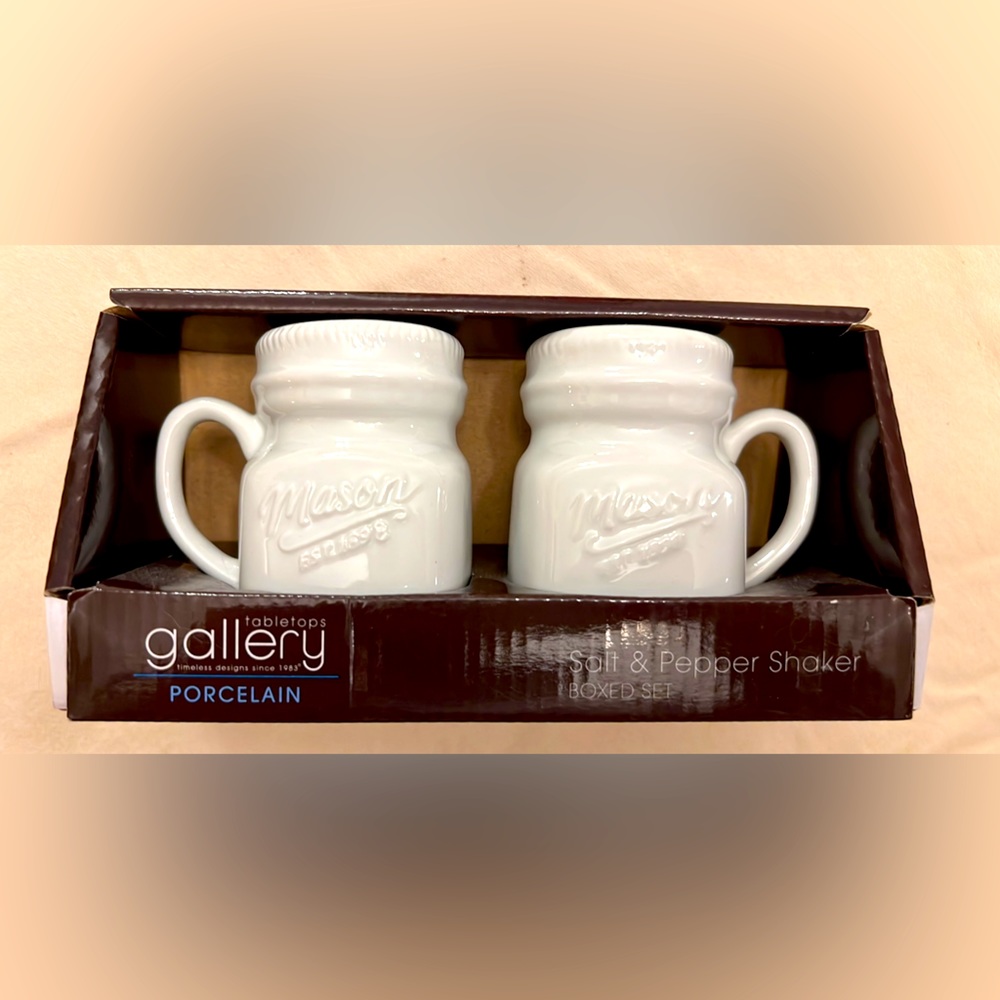 Porcelain Mason Jar Salt and Pepper Shakers